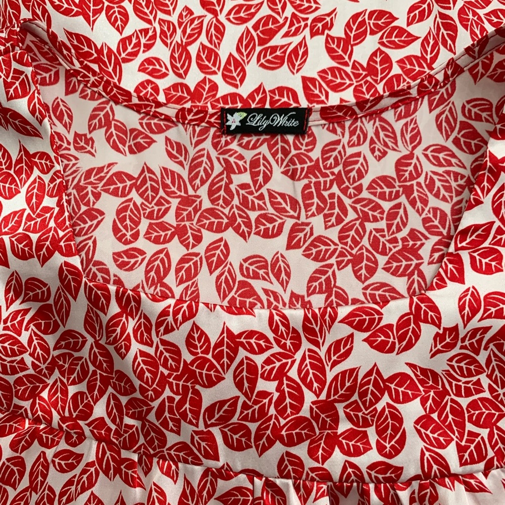 $25/2 Lily White Blousey Top in Red-leaf - Picture 4 of 6